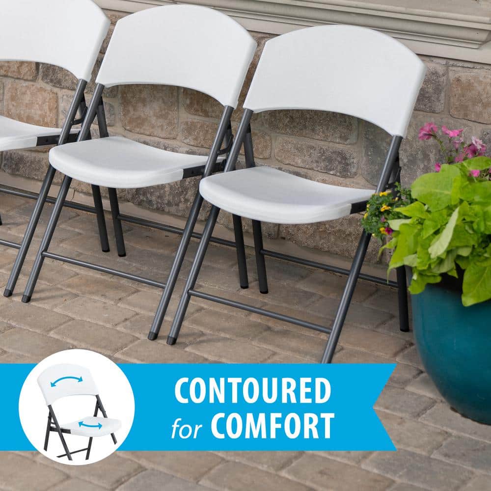 Lifetime White Plastic Folding Chairs with Steel Frame, 4-Pack