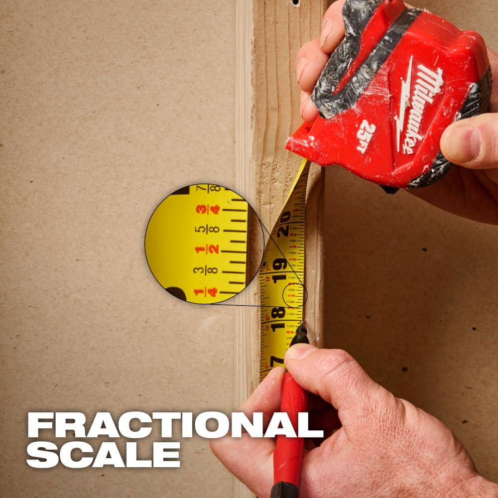 Milwaukee 25 ft. Compact Tape Measure with Fractional Scale 48-22-1725