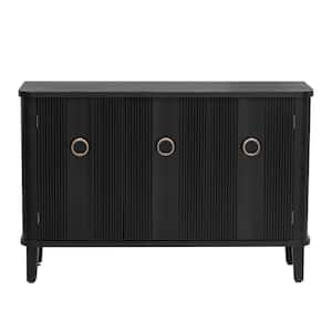 47.20 in. W x 15.70 in. D x 31.50 in. H Black Linen Cabinet with Three Fir Doors, Adjustable Shelf