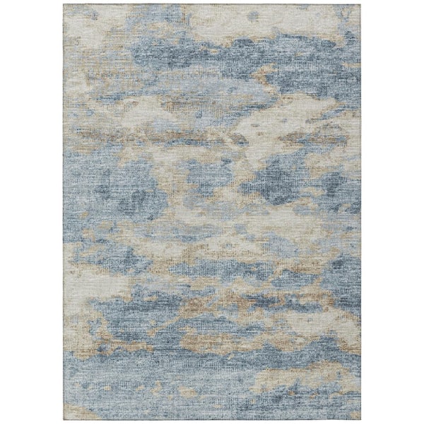 Addison Rugs Accord Blue 10 ft. x 14 ft. Abstract Indoor/Outdoor Washable Area Rug