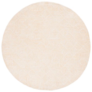 Abstract Gold/Ivory 6 ft. x 6 ft. Diamond Geometric Round Area Rug