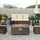 Brown 32-Inch Rectangular Rattan Propane Fire Pit Table