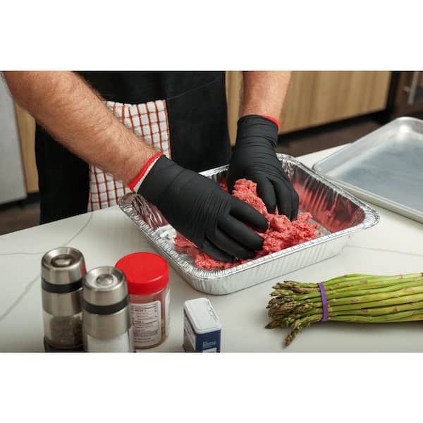 Disposable Nitrile Grilling Glove with 1-Pair Cotton Liners (50-Count)