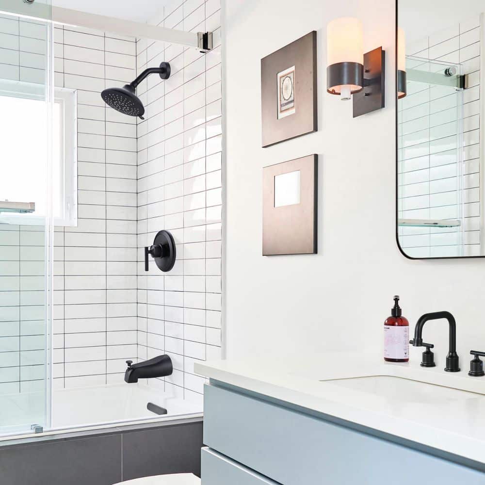 Matte Black Wall Mounted Single-Handle Shower Faucet Set
