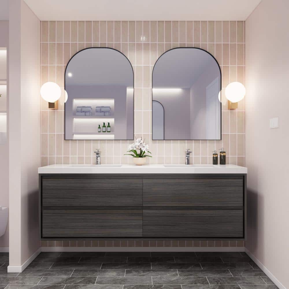 Sage 72 in. W Vanity in Gray Oak with Reinforced Acrylic Vanity Top in White with White Basins price history on PriceWatchPro