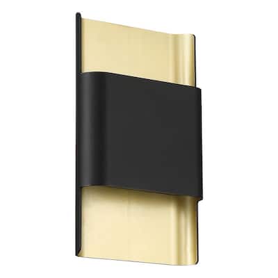 Beacon 2-Lights Black and Gold LED Wall Sconce