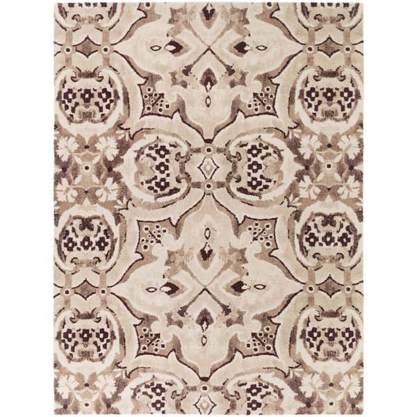 Arcas Burgundy 7 ft. 10 in. x 10 ft. Botanical Medallion Area Rug