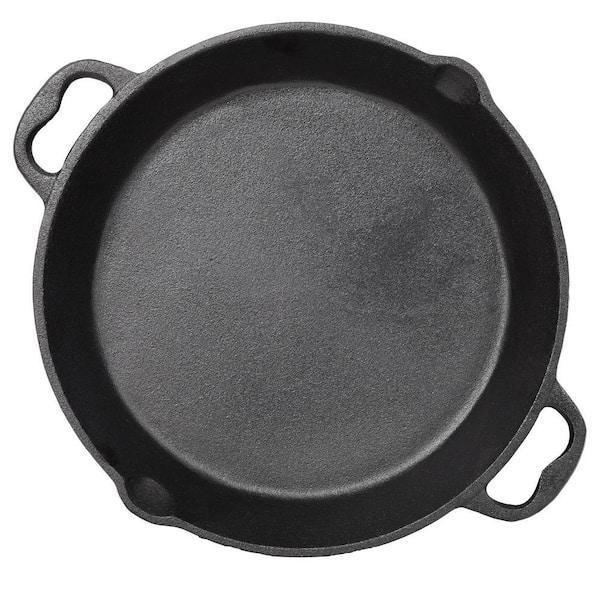 17 in. Iron Grill Pan in Black with Dual Assist Handles