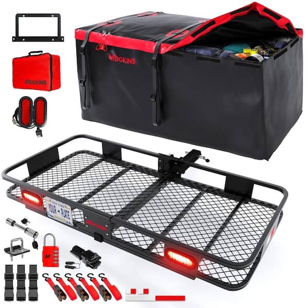 70 in. x 30 in. x 6 in. 500 lbs Capacity XL Hitch Cargo Carrier w/Rear Lights, 40 CuFt Red Cargo Bag, Locks and Straps