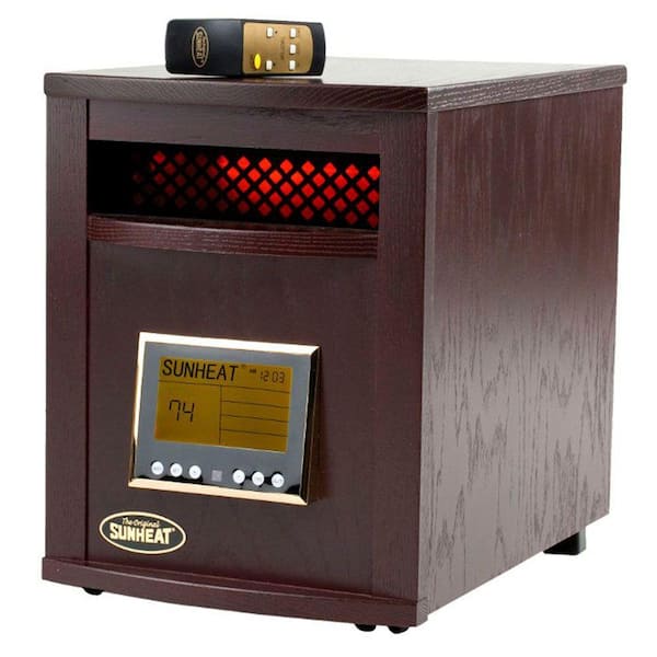SUNHEAT 17.5 in. 1500-Watt Infrared Electric Portable Heater with Remote Control and Cabinetry - Black Cherry-DISCONTINUED
