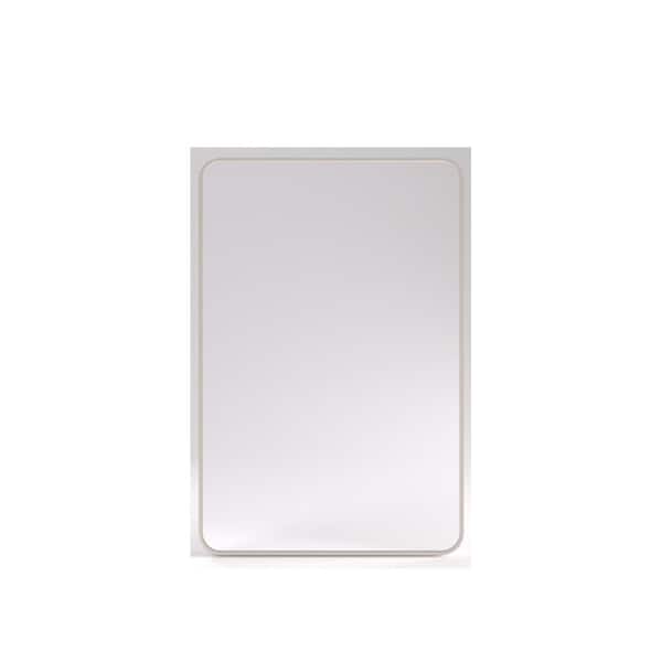 Unbranded Brushed Nickel 24 in W x 36 in. H Aluminum Framed Rectangle Bathroom Wall Mirror with Anti-Rust Horizontally Vertically