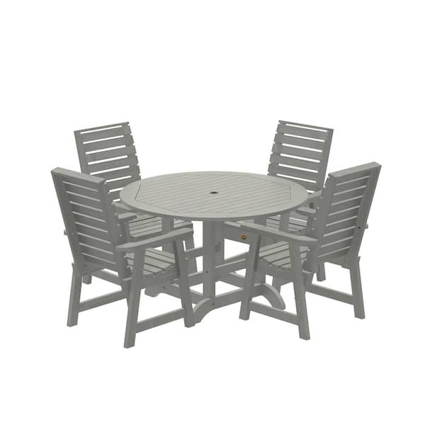 Highwood Glennville 5-Pieces Round Recycled Plastic Outdoor Dining Set