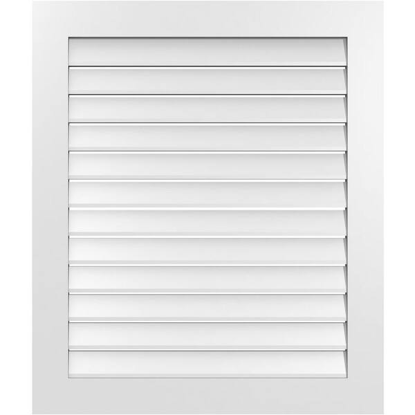 Ekena Millwork 34 in. x 40 in. Vertical Surface Mount PVC Gable Vent: Functional with Standard Frame