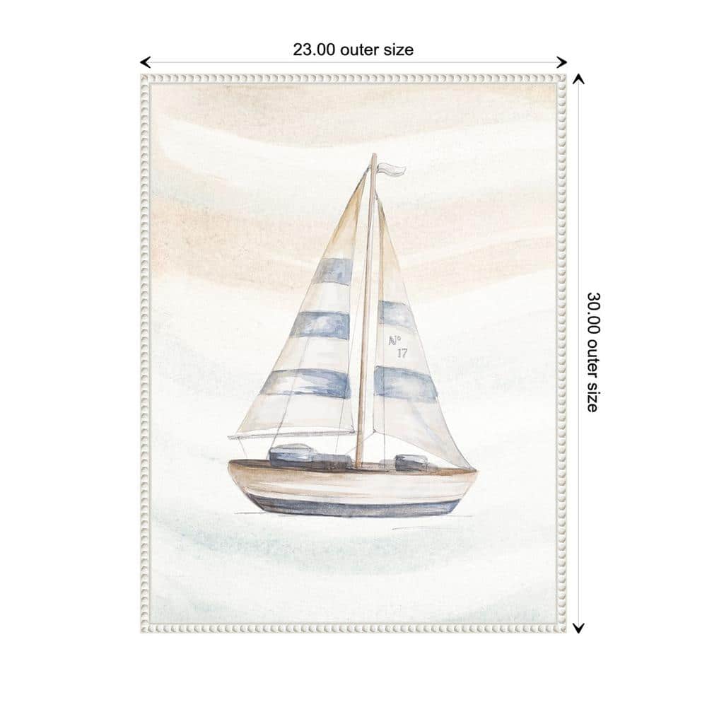 Nautical Sailboat Canvas Print with Beaded Frame