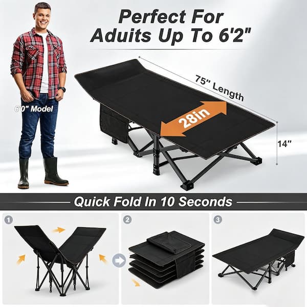 BOZTIY Folding Camping Cot with Mat for Adults Heavy Duty Outdoor