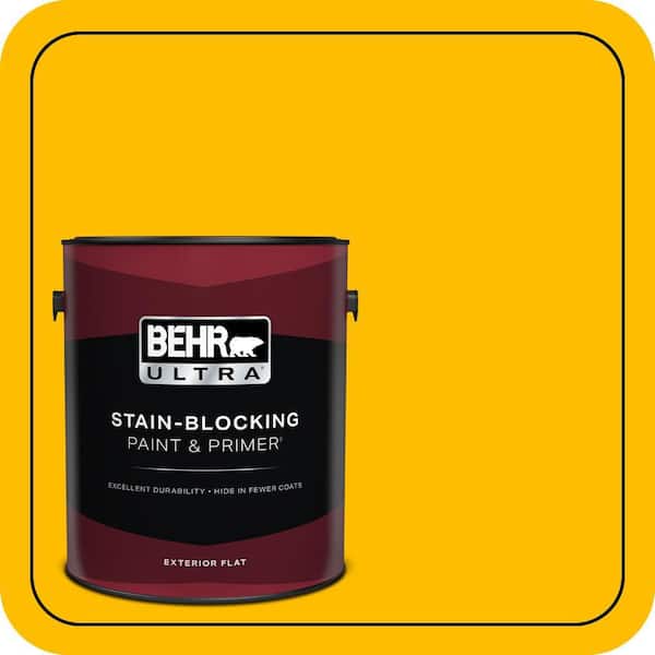 BEHR ULTRA 1 gal. #340B-7 Empire Yellow Flat Exterior Paint & Primer