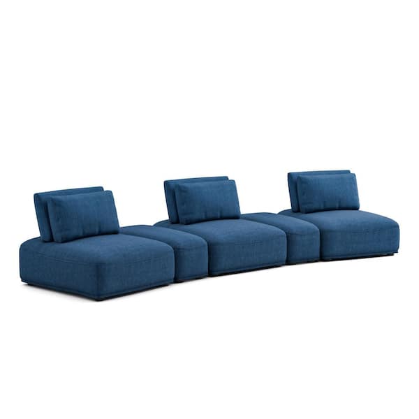Furniture of America Fairwind 159 in Armless 5-Piece Chenille Curved Modular Sectional Sofa in Blue With Extendable Backrest