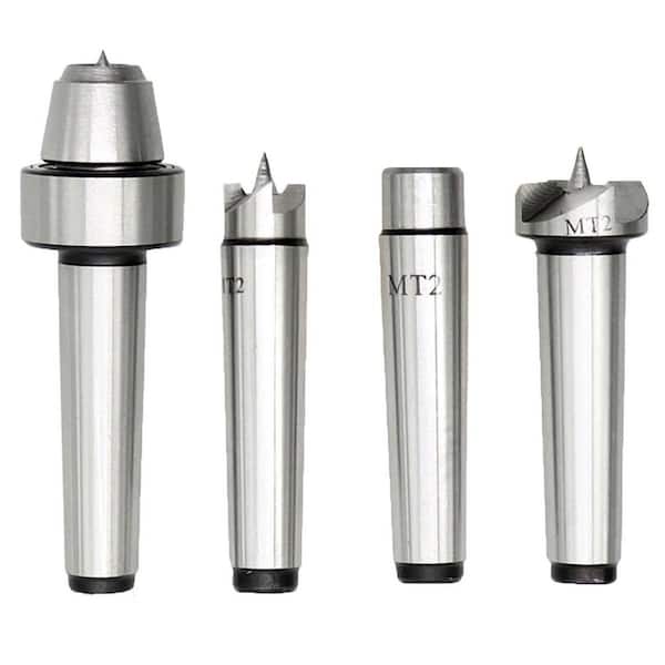 Unbranded 4 Pieces Steel MT2 Lathe Live Center Drive Spur Cup Set with Wooden Box for Wood Metalworking Lathe (4-Pack)