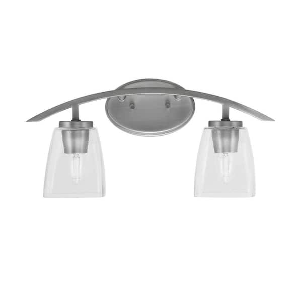 Unbranded Siena 18.25 in. 2-Light Vanity Light Graphite with Clear Bubble Glass Shades