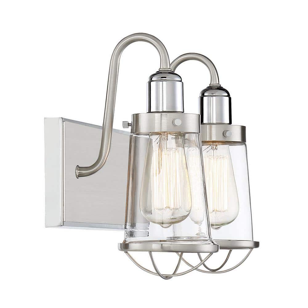Lansing Satin Nickel and Polished Nickel 2-Light Vanity Fixture