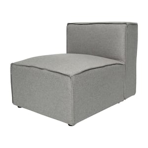 Gray Fabric Armless Center Seat Side Chair with Solid Wood