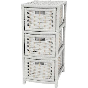 3-Drawer White Natural Fiber Occasional Trunk