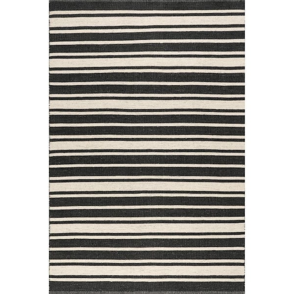Bowery Striped Wool Charcoal 10 ft. x 14 ft. Indoor Area Rug