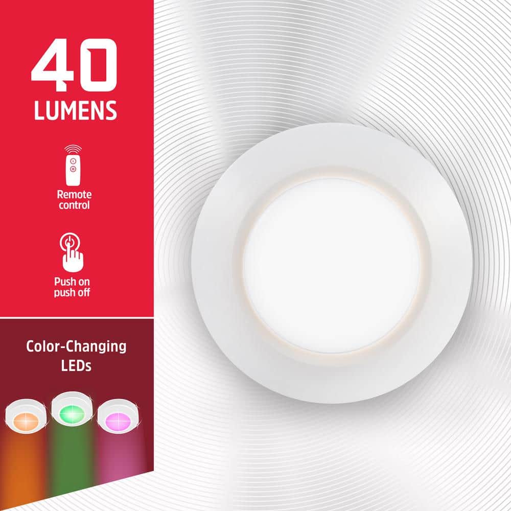 Battery Operated Color-Changing LED Touch Puck Lights 2-Pack