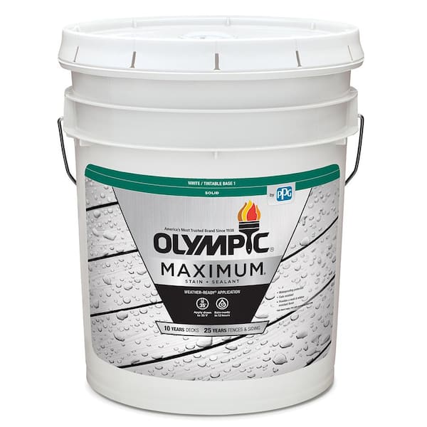 Olympic Maximum 5 gal. White/Base 1 Solid Color Exterior Stain and Sealant in One