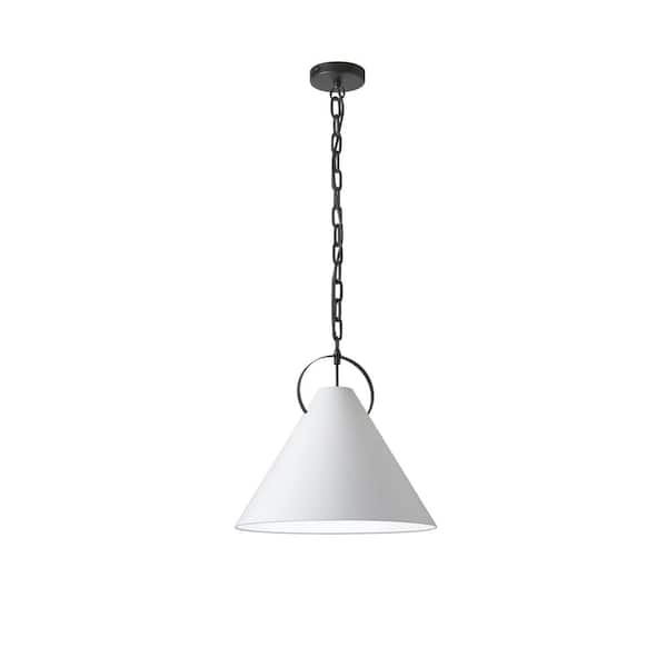 Dainolite Princeton 1 Light Matte Black Shaded Pendant Light With White Fabric Shade Pcn 161p Mb 5749