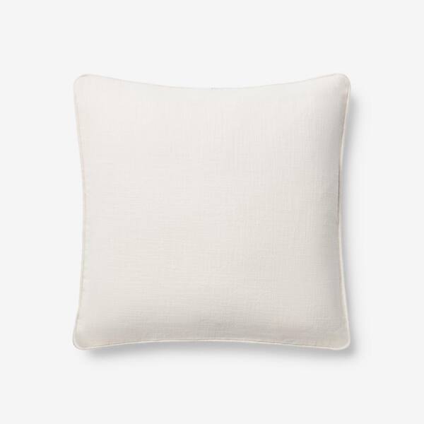 The Company Store Concord Cotton Twill Ivory Solid 18 in. x 18 in. Throw Pillow Cover