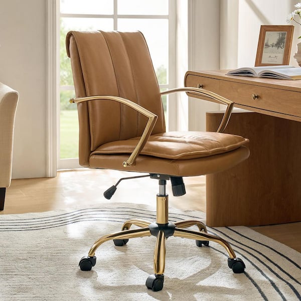 JAYDEN CREATION Carlos Genuine Leather Swivel Office Chair in