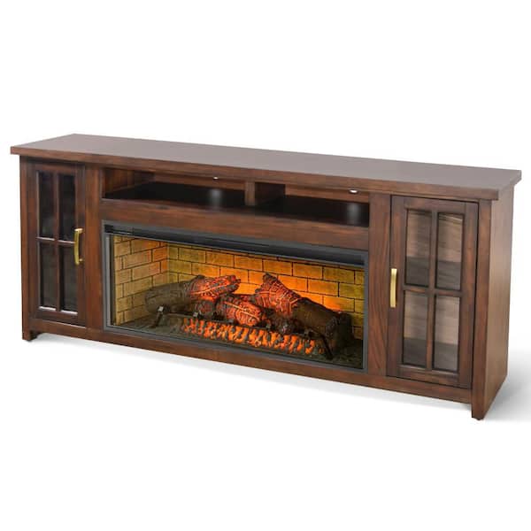 Benjara Gery Dark Brown TV Stand Console Fits TVs up to 85 in