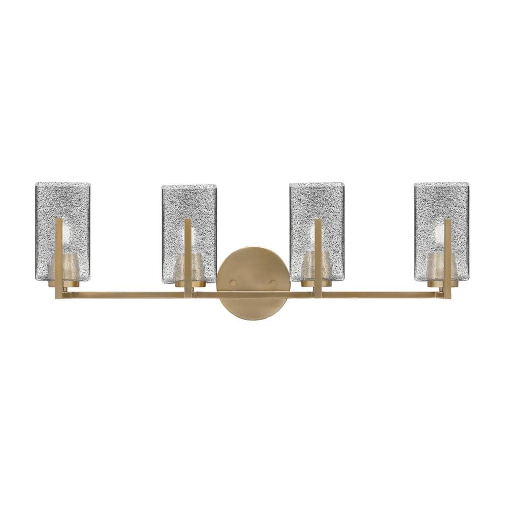Cottonwood 28.5 in. 4-Light Vanity Light New Age Brass with 3.5 in. Square 
