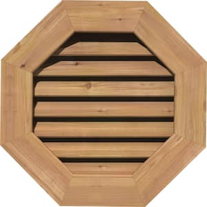 17 in. x 17 in. Octagon Unfinished Smooth Western Red Cedar Wood Paintable Gable Louver Vent