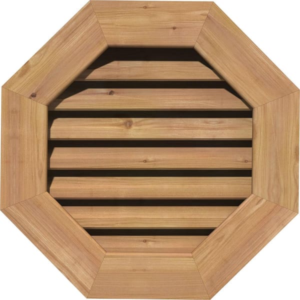 29 in. x 29 in. Octagon Unfinished Smooth Western Red Cedar Wood Paintable Gable Louver Vent