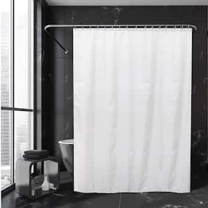 Extra Wide 79 in. L White Shower Curtain Set With 16 Rings