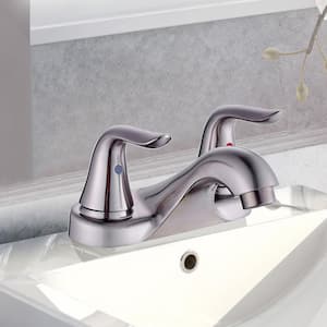 4 in. Centerset 2-Handle Bathroom Faucet with Drain in Brushed Nickel