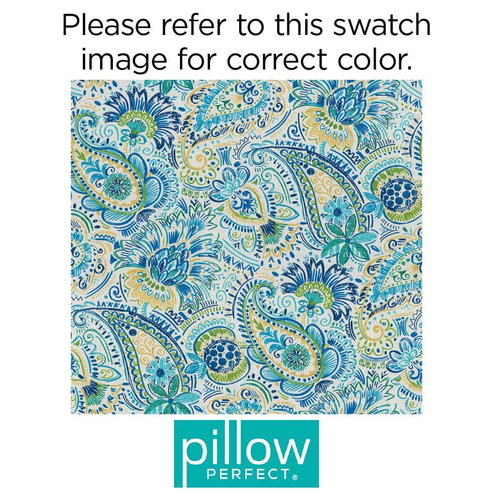 Gilford Paisley Blue and Green Rectangular Outdoor Throw Pillows - Set of 2