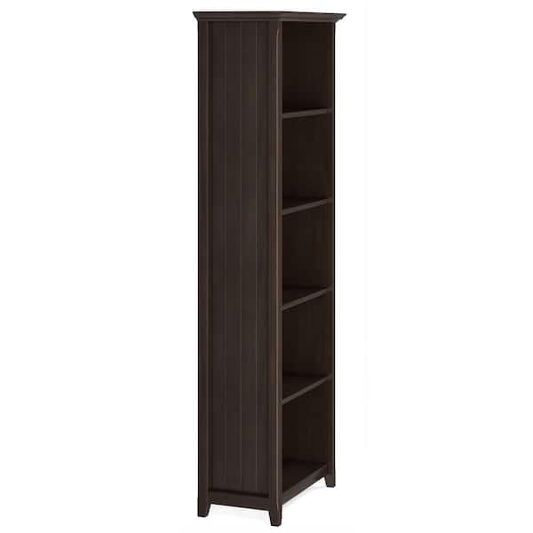 Simpli Home Acadian 72 in. Tall Brunette Brown SOLID WOOD 5-Shelf
