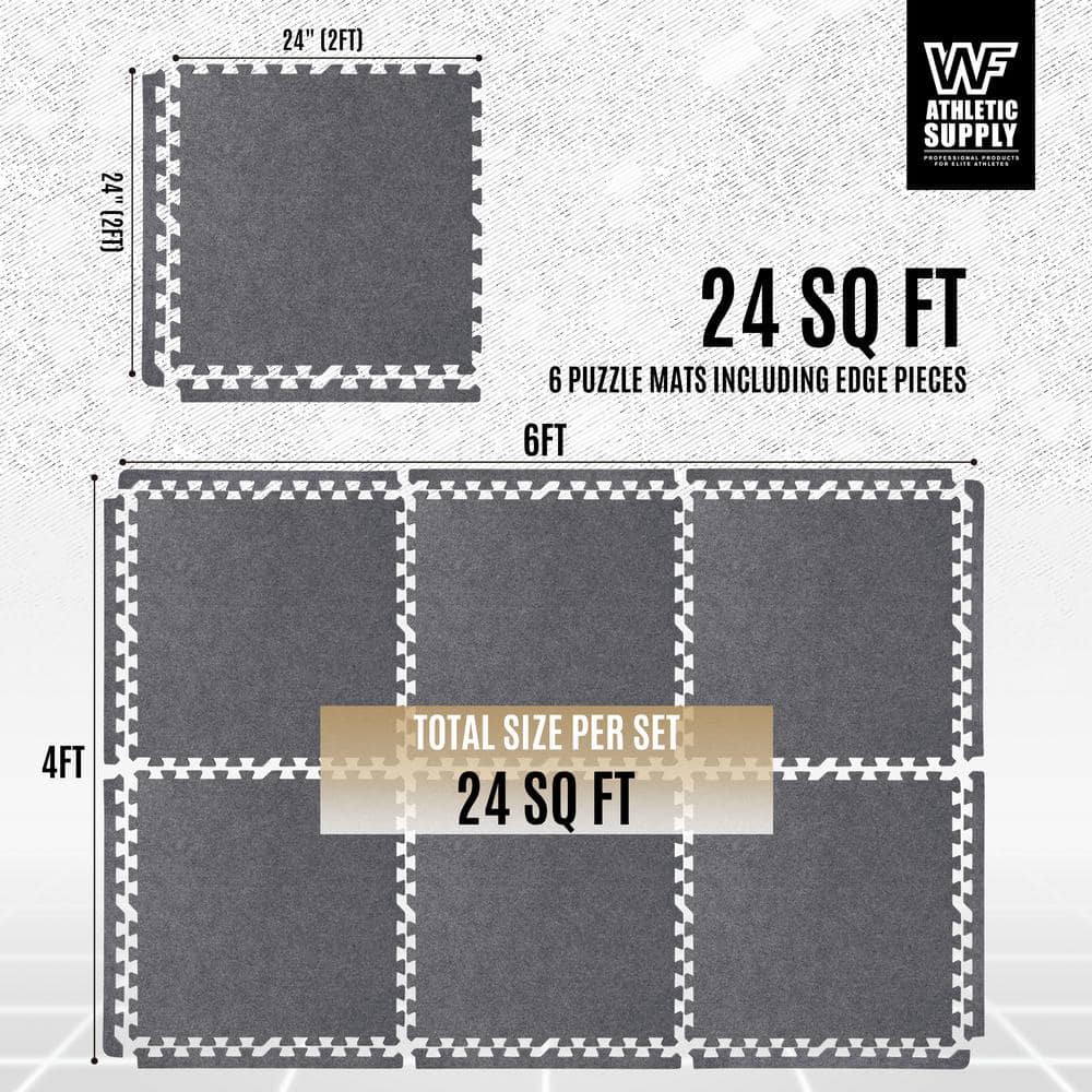 Gray 24" x 24" Interlocking Carpet Tile Set