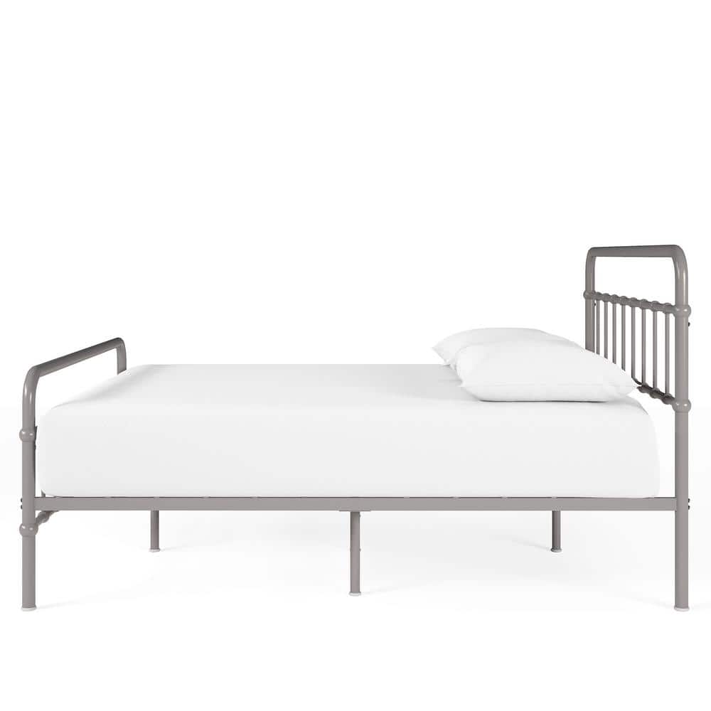 Florence Gray Metal Twin Platform Bed Frame with Spindle Headboard