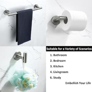 Stainless Steel 3 -Piece Bath Hardware Set with Hand Towel Holder Toilet Paper Holder Towel/Robe Hook in Brushed Nickel