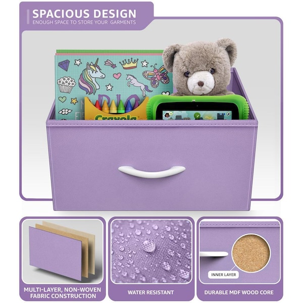 Sorbus 3 Drawers Purple Nightstand 28.75 in. H x 17.75 in. W x