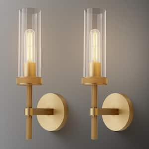 4.64 in. 14 in. H 1-Light Copper Wall Sconce, Modern Wall Light with Glass Tube for Living Room, Dining Room, Set of 2