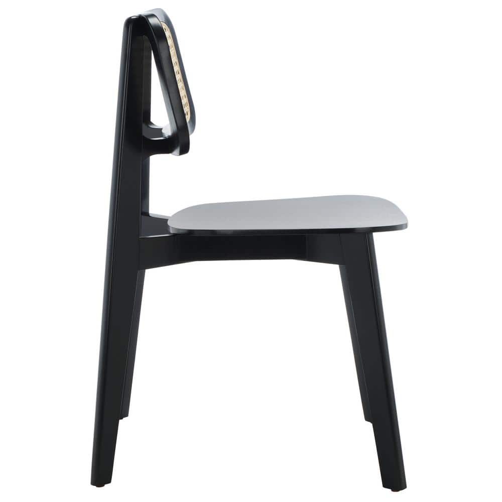 Black and Natural Cane Woven Dining Chair Set