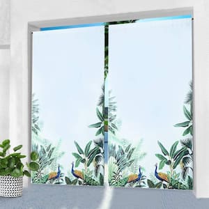 50"x 84" Outdoor Curtains Peacock with Palm Tree Printed Waterproof Rod Pocket Window Drape (1 Panel )