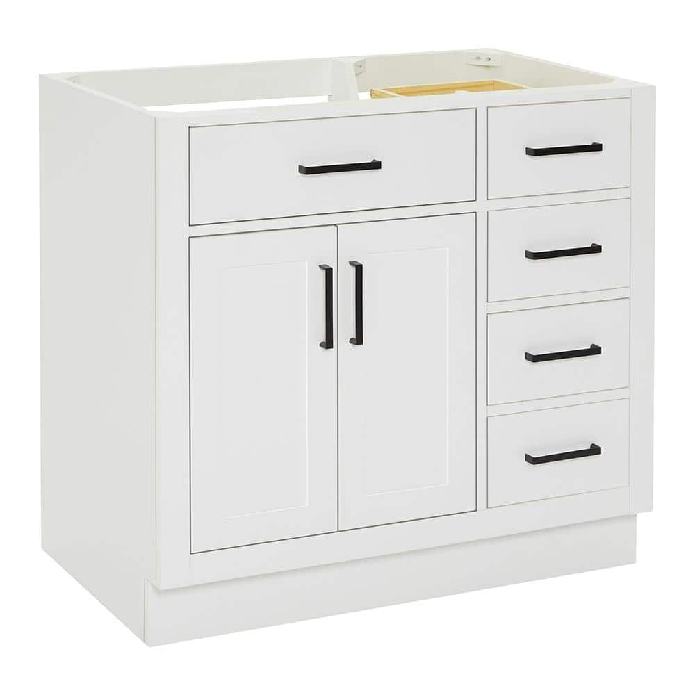 ARIEL Hepburn 36 in. W x 21.5 in. D x 34.5 in. H Bath Vanity Cabinet  without Top in White T036S-L-BC-WHT - The Home Depot