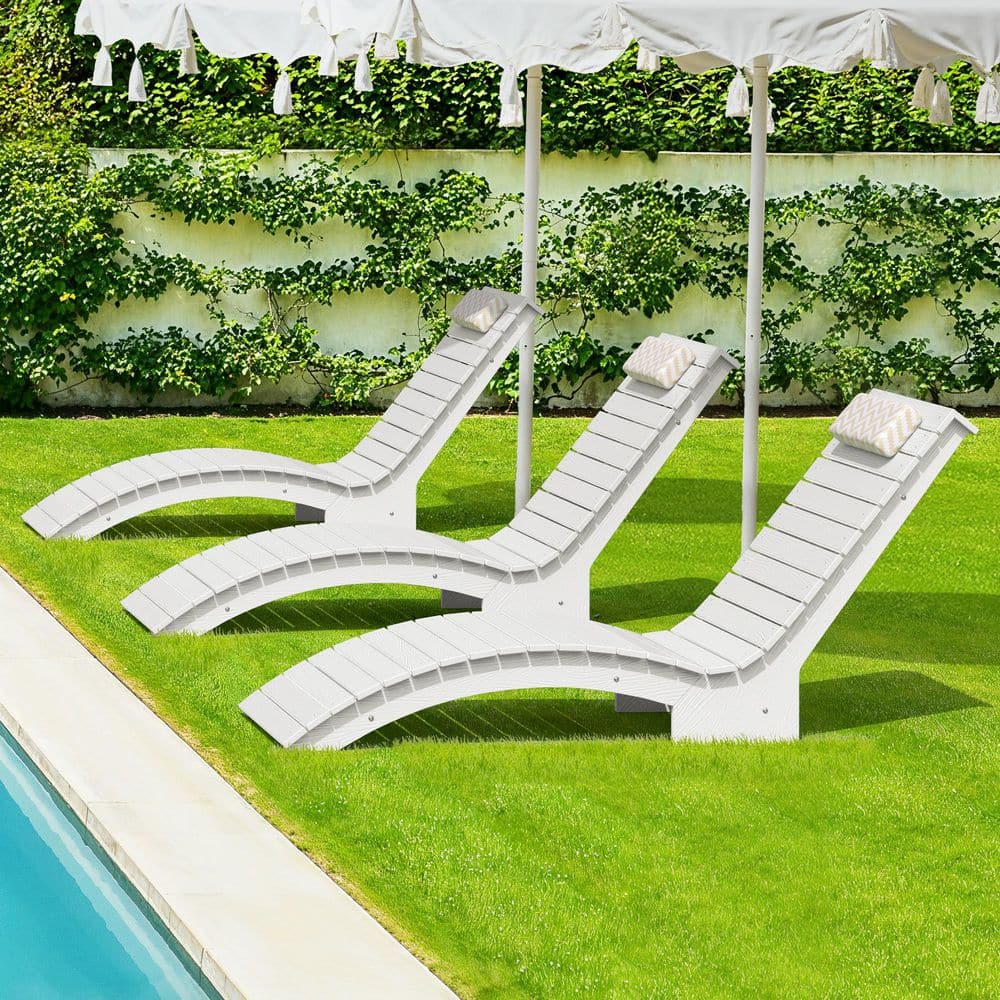 Sasha White HDPS Plastic Patio Lounge Chair Waterproof Fade-Resistant Outdoor Chaise Lounge with Headrest Set of 3 price history on PriceWatchPro