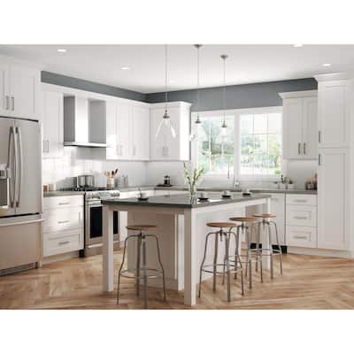 Denver White Shaker Ready To Assemble Plywood Sink Base Kitchen Cabinet (36 in. W x 34.5 in. H x 24 in. D)